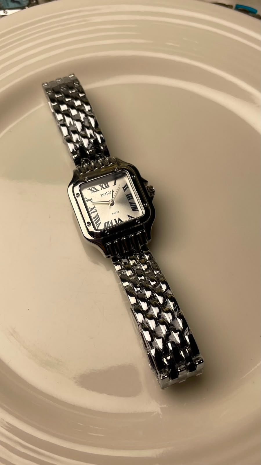 Silver Link Watch – White Face