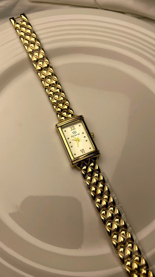 Women's Gold Woven Chain Bracelet Watch