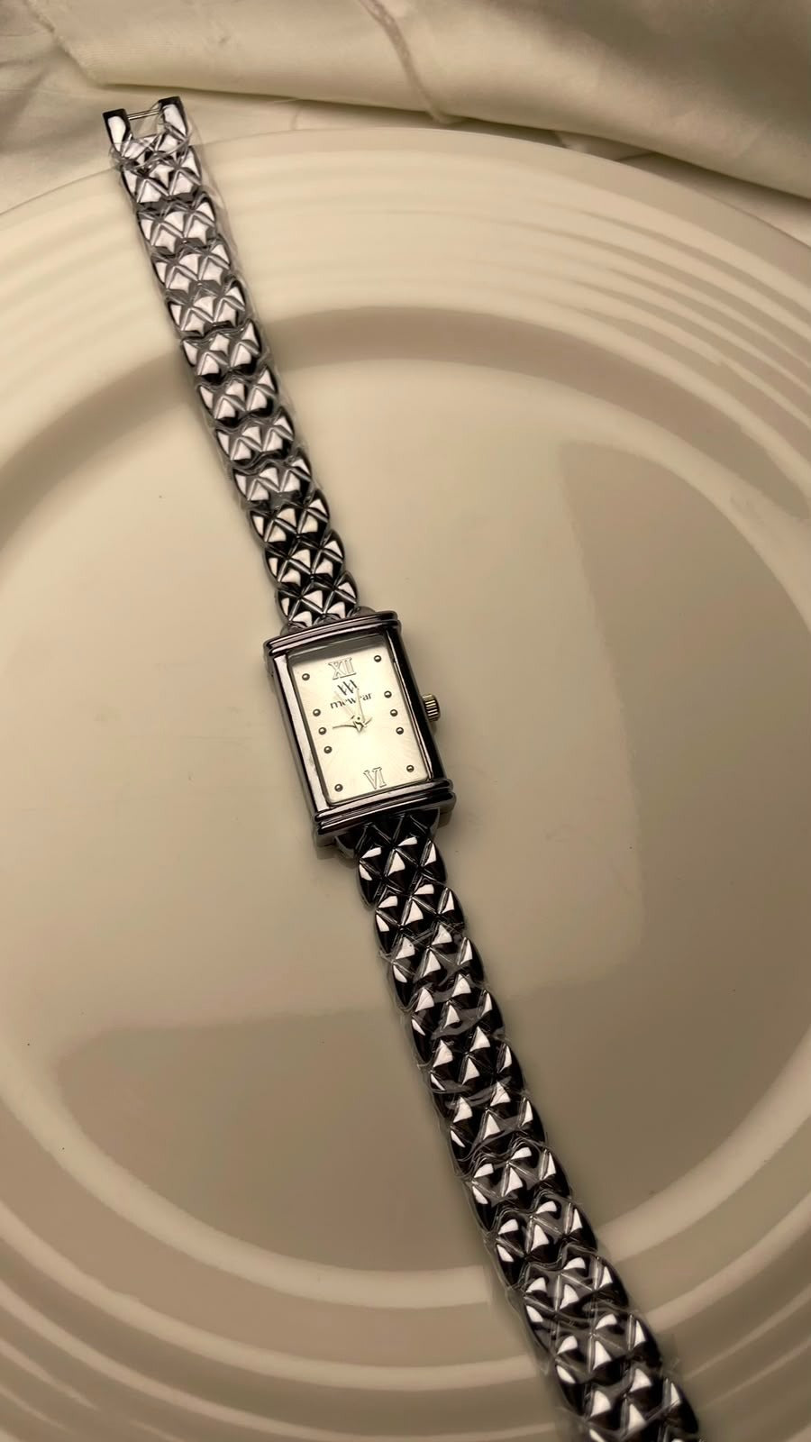 Silver Woven Chain Watch
