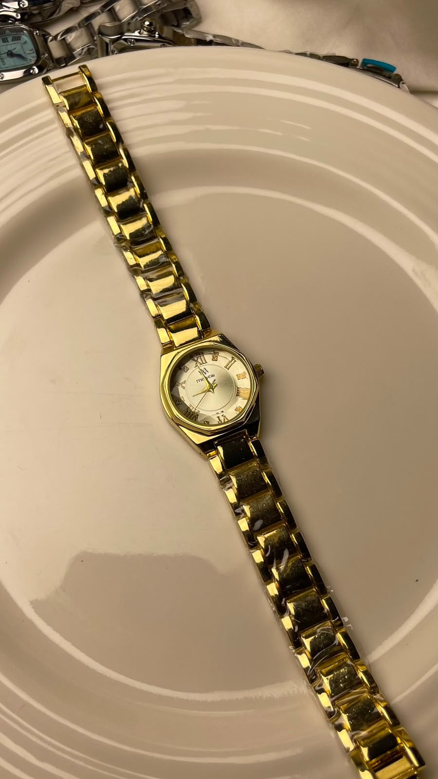 Gold Hexagon Watch – Champagne Sunray Dial