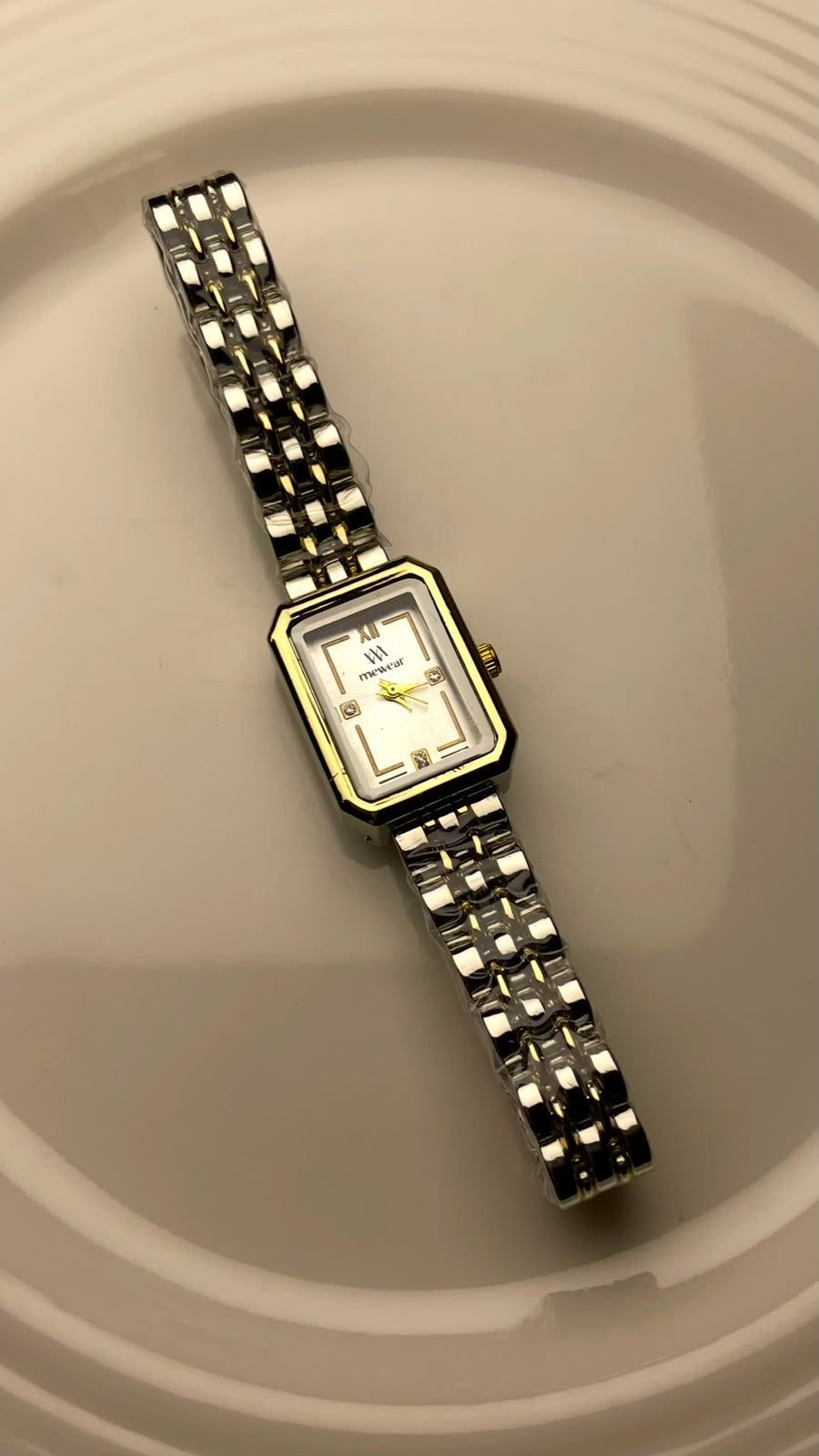 Gold & Silver Rectangular Bracelet Watch