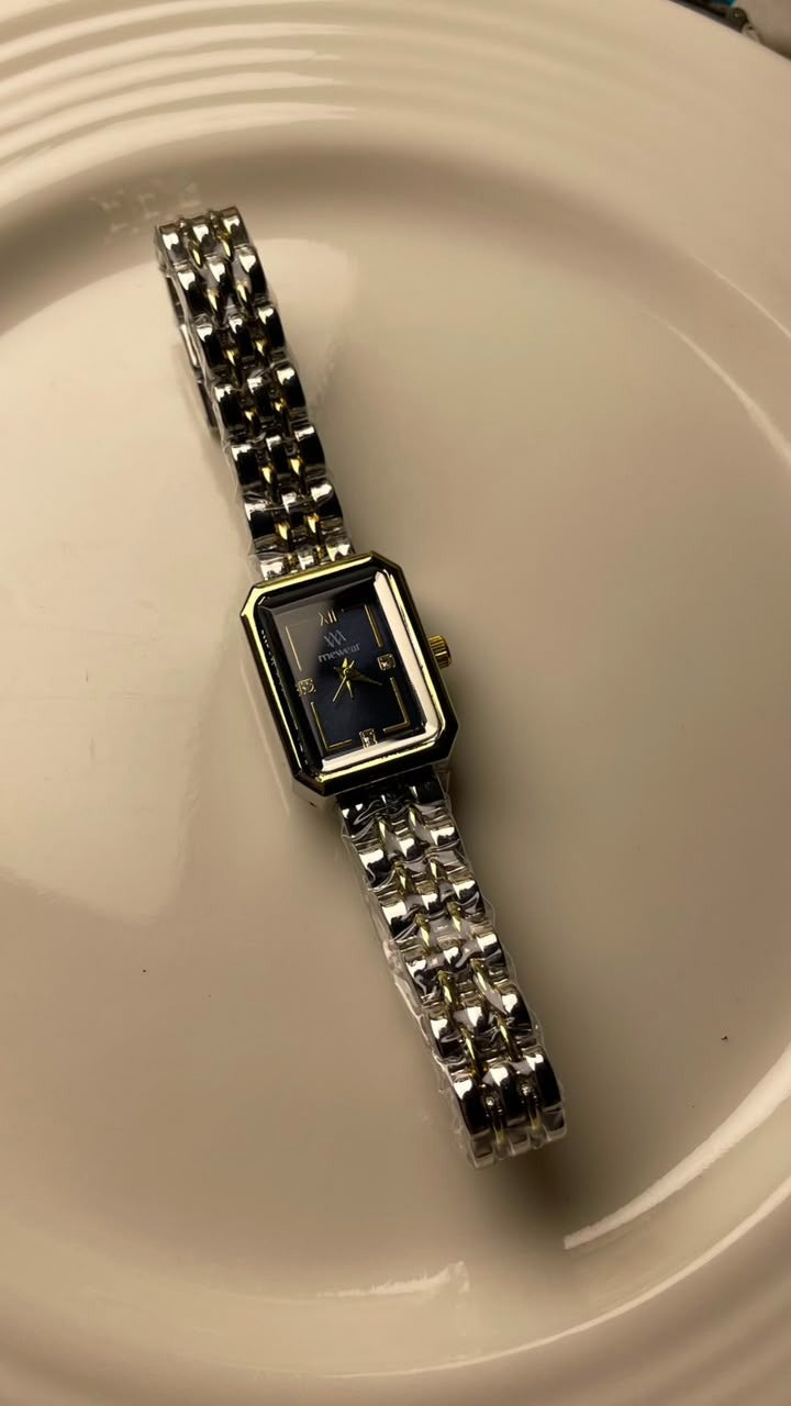 Small Two-Tone Watch – Deep Blue Face