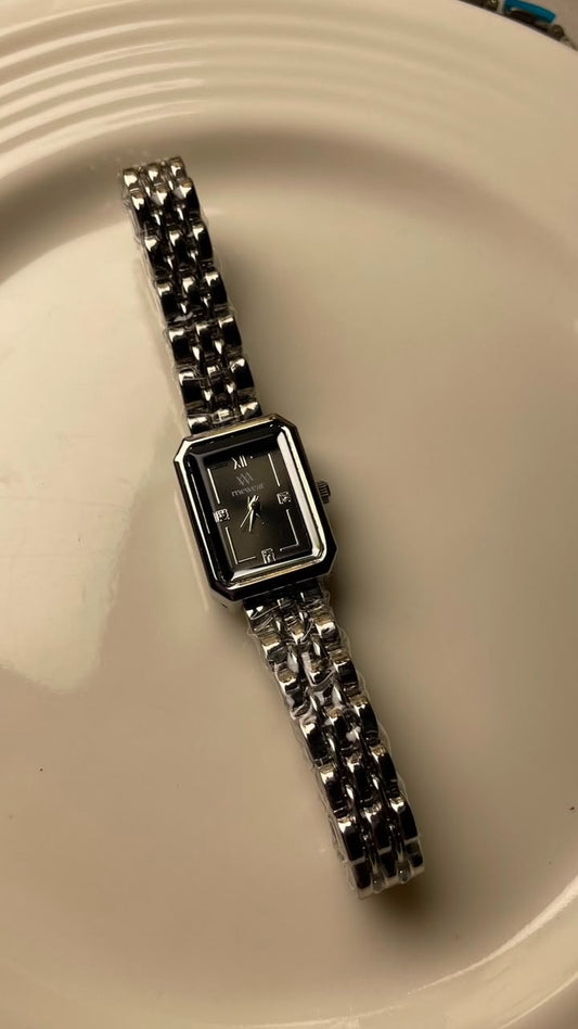 Silver Rectangular Bracelet Watch